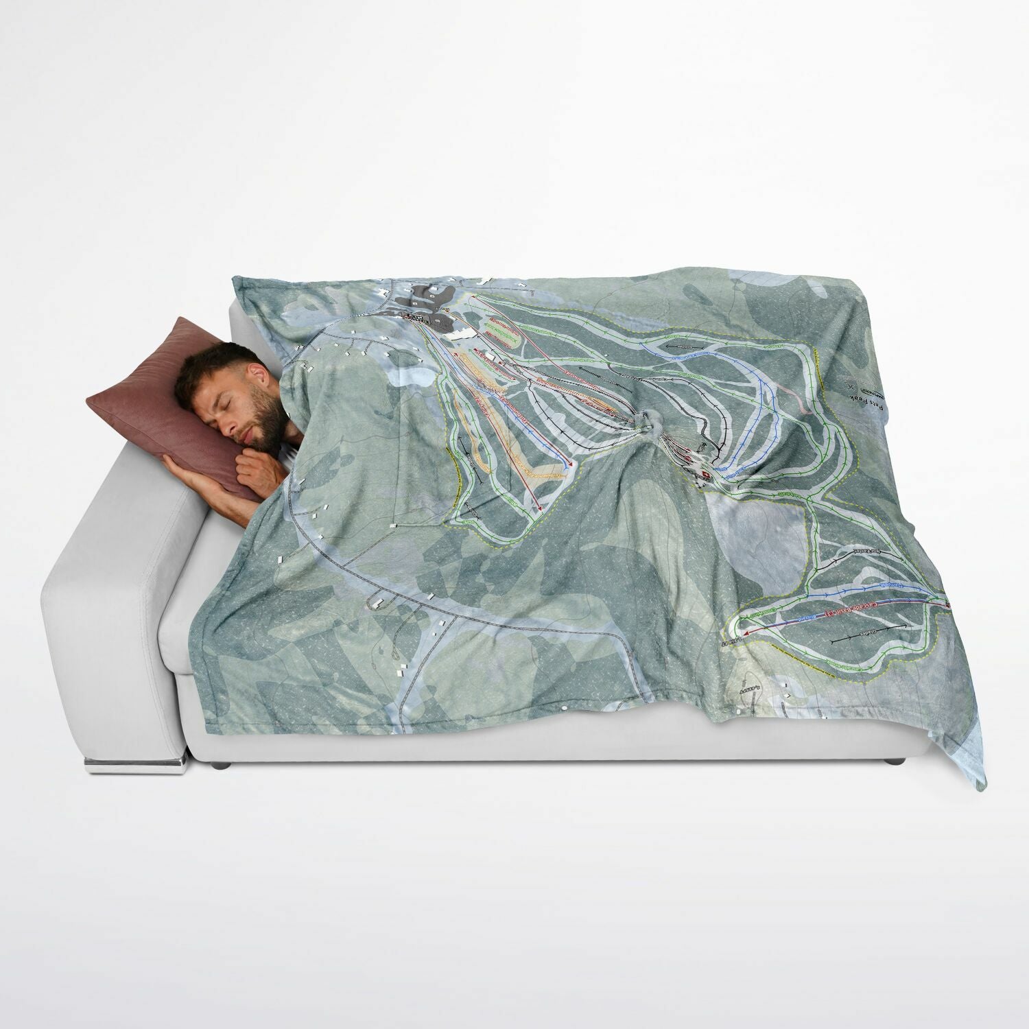 Pats Peak, New Hampshire Ski Resort Map Flannel Blanket Poncho