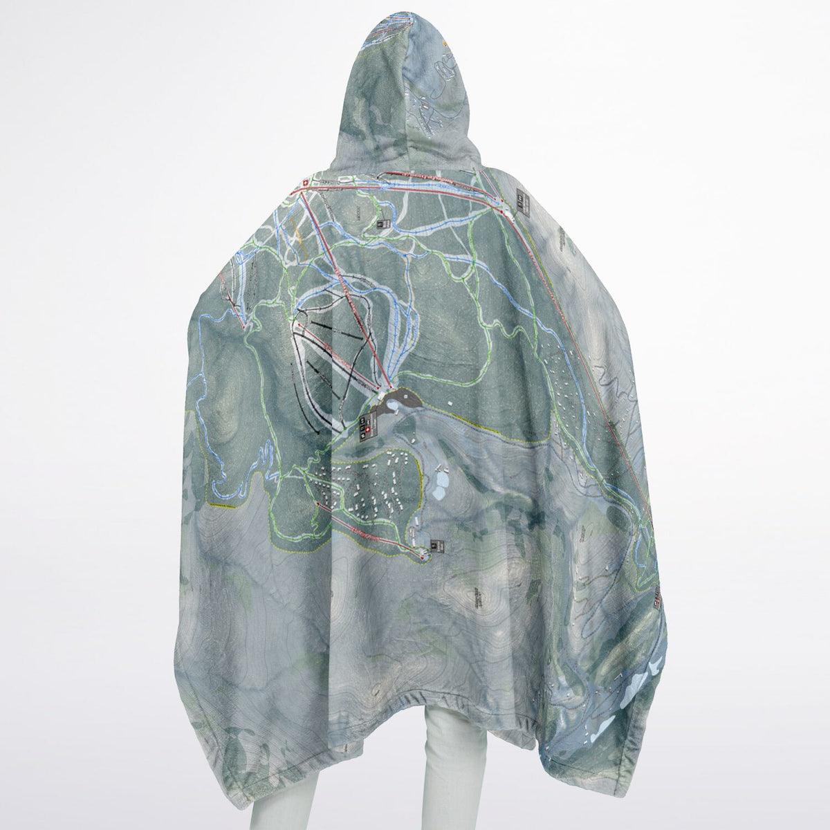 Killington, Vermont Ski Resort Map Flannel Blanket Poncho