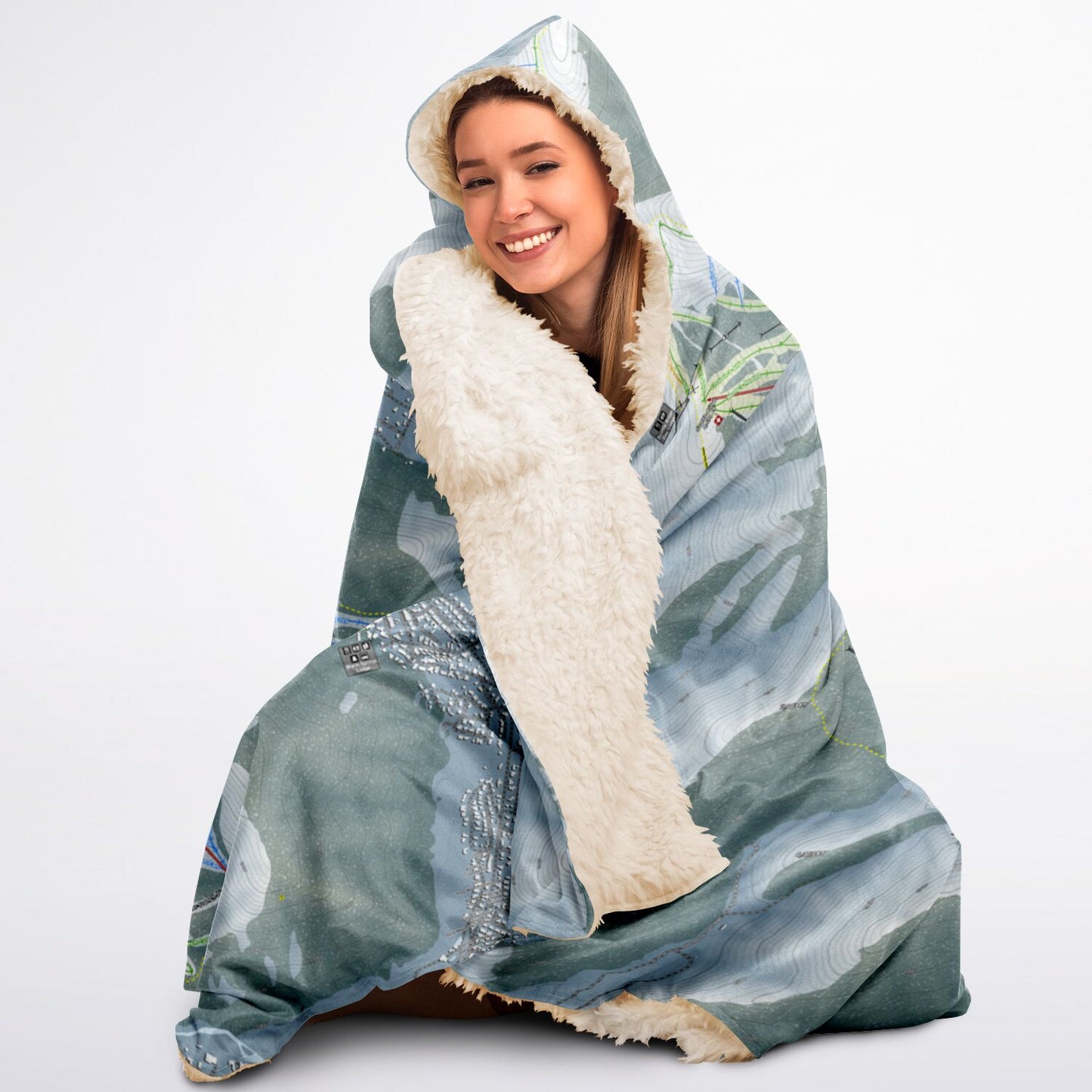 Sun Valley, Idaho Ski Trail Map - Adult Hooded Blanket