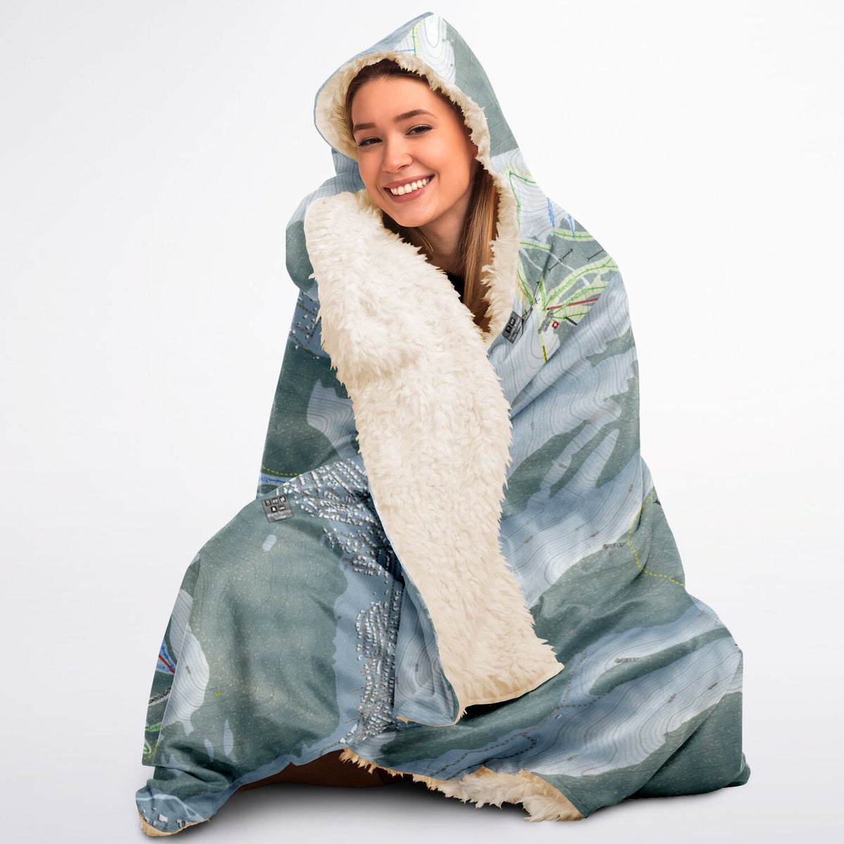 Sun Valley, Idaho Ski Trail Map - Adult Hooded Blanket