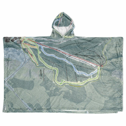 Ragged Mountain, New Hampshire Ski Resort Map Flannel Blanket Poncho