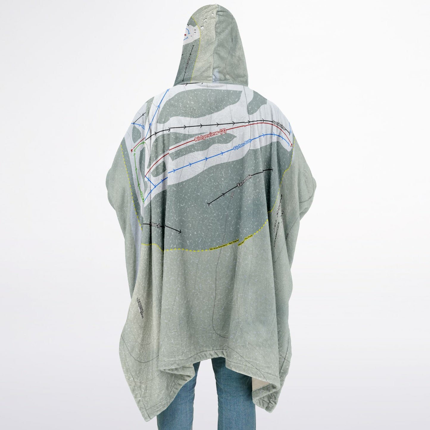 Alta Sierra, California Ski Resort Map Flannel Blanket Poncho