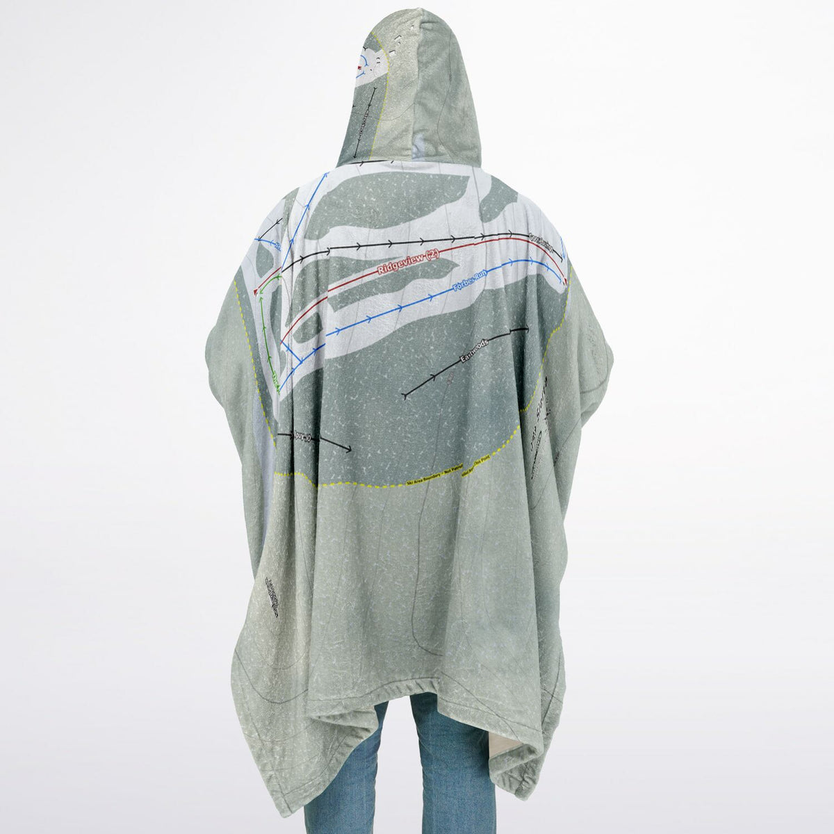 Alta Sierra, California Ski Resort Map Flannel Blanket Poncho