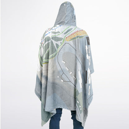 Mt Zion, Michigan Ski Resort Map Flannel Blanket Poncho