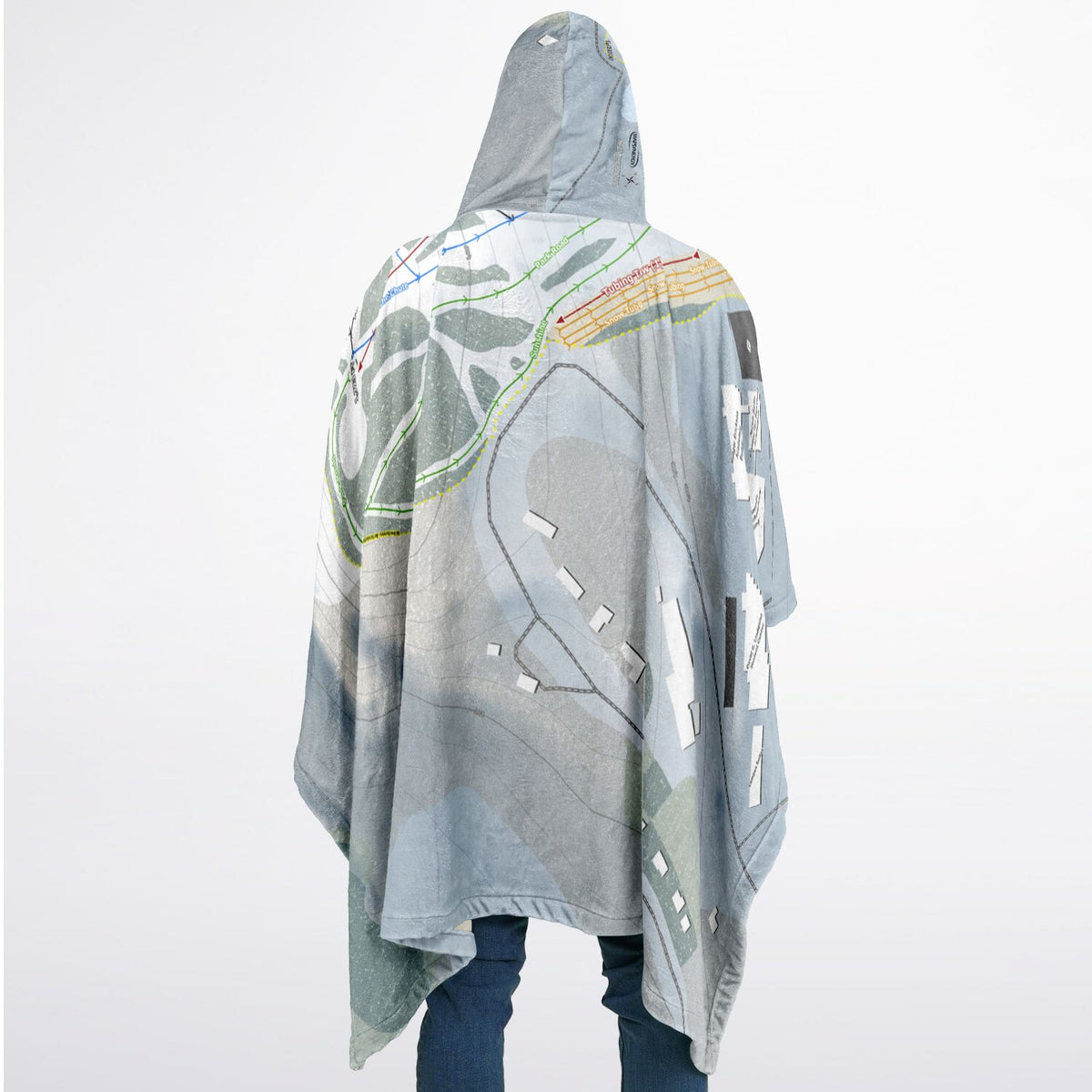 Mt Zion, Michigan Ski Resort Map Flannel Blanket Poncho