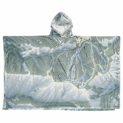 Mt Baldy, California Ski Resort Map Flannel Blanket Poncho