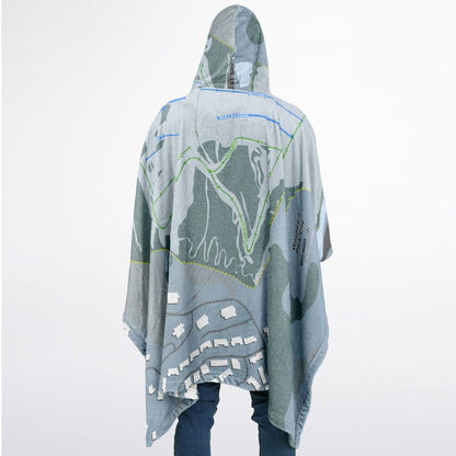 Woodward Park City, Utah Ski Resort Map Flannel Blanket Poncho