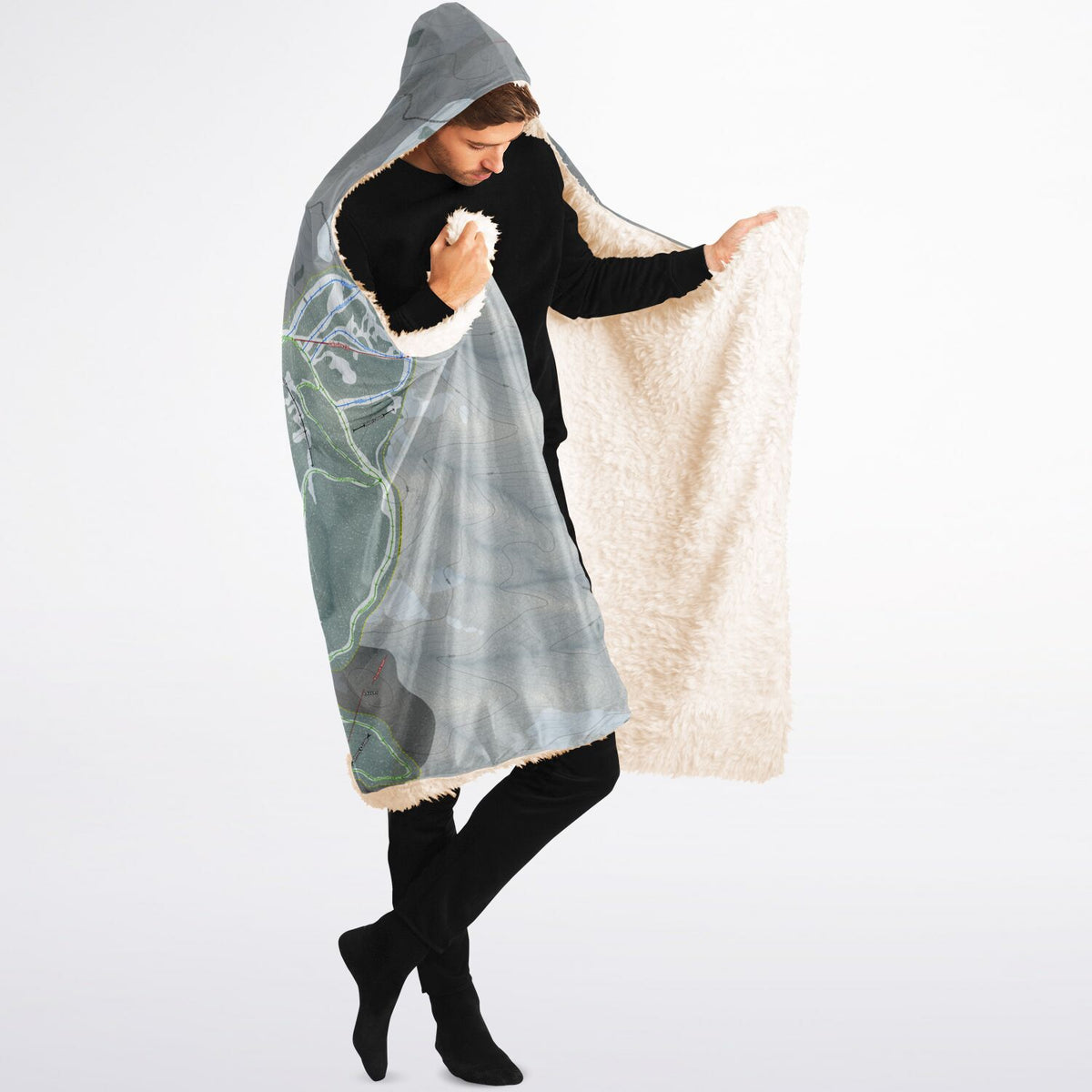 Brundage, Idaho Ski Trail Map - Adult Hooded Blanket