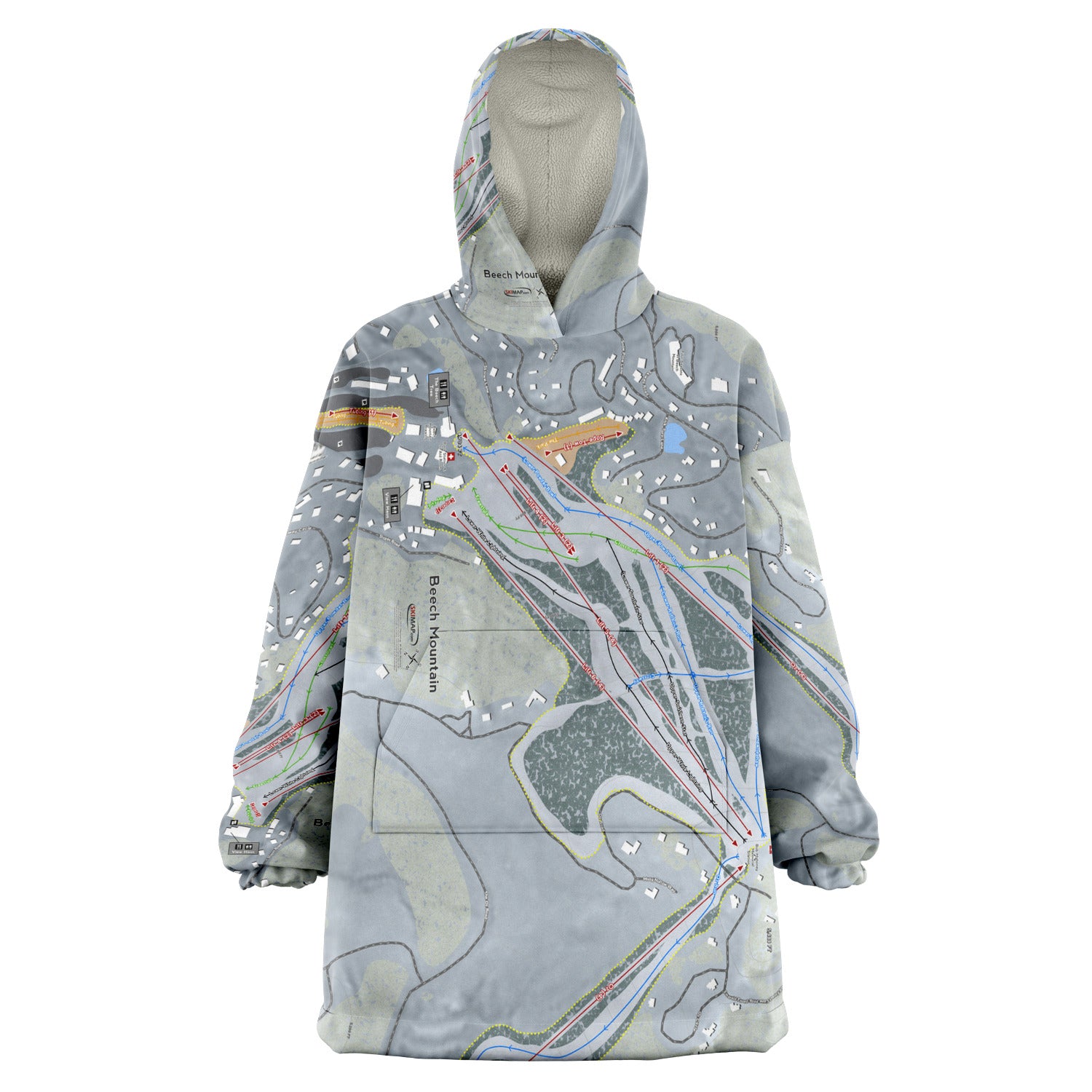 Beech Mountain, North Carolina Ski Trail Map Snug Hoodie - Powderaddicts