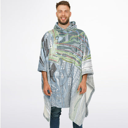 Camelback Mountain, Pennsylvania Ski Resort Map Flannel Blanket Poncho