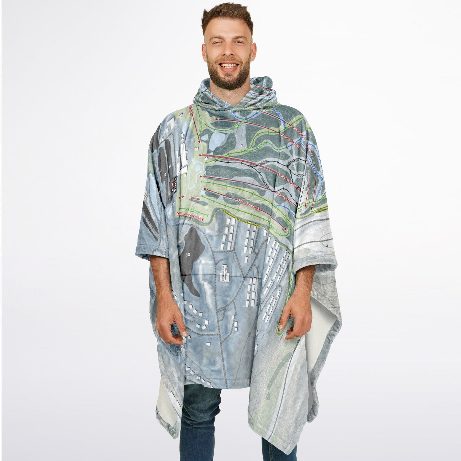 Camelback Mountain, Pennsylvania Ski Resort Map Flannel Blanket Poncho