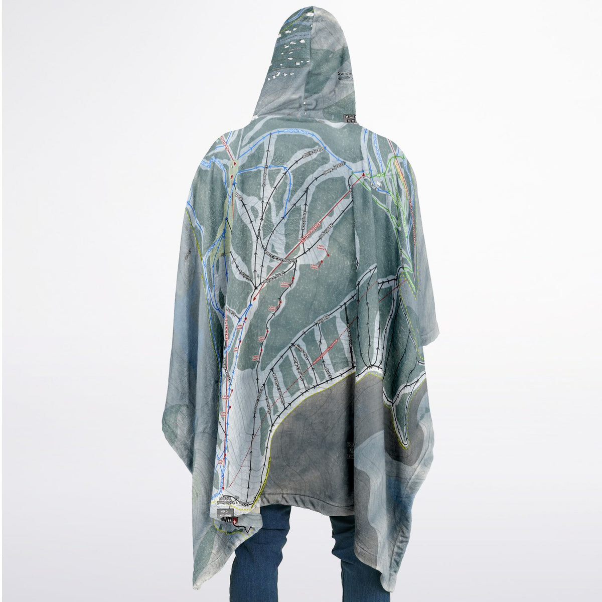 Sundance, Utah Ski Resort Map Flannel Blanket Poncho