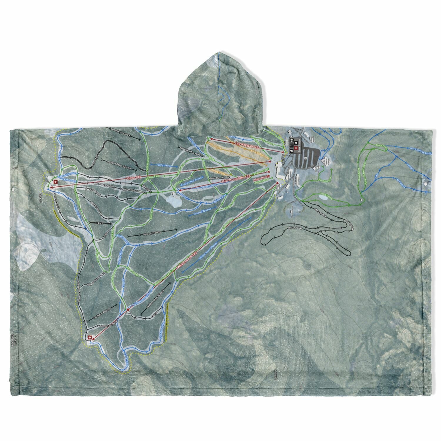 Bolton Valley, Vermont Ski Resort Map Flannel Blanket Poncho