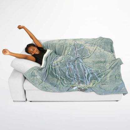 Wildcat Mountain, New Hampshire Ski Resort Map Flannel Blanket Poncho