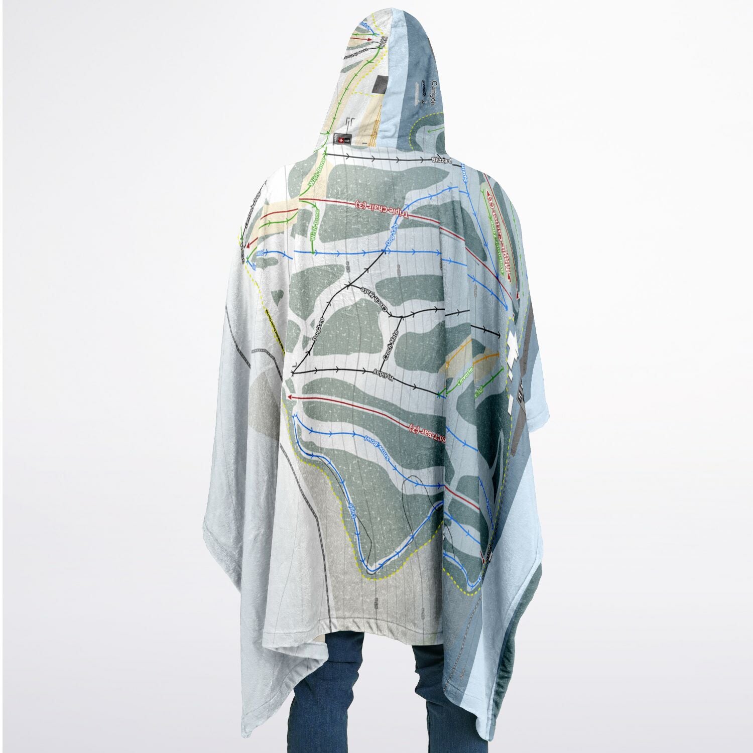 Canyon, Alberta Ski Resort Map Flannel Blanket Poncho