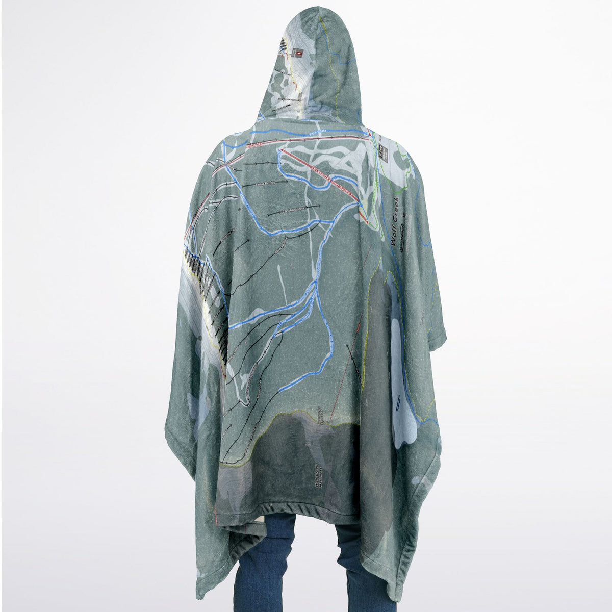 Wolf Creek, Colorado Ski Resort Map Flannel Blanket Poncho