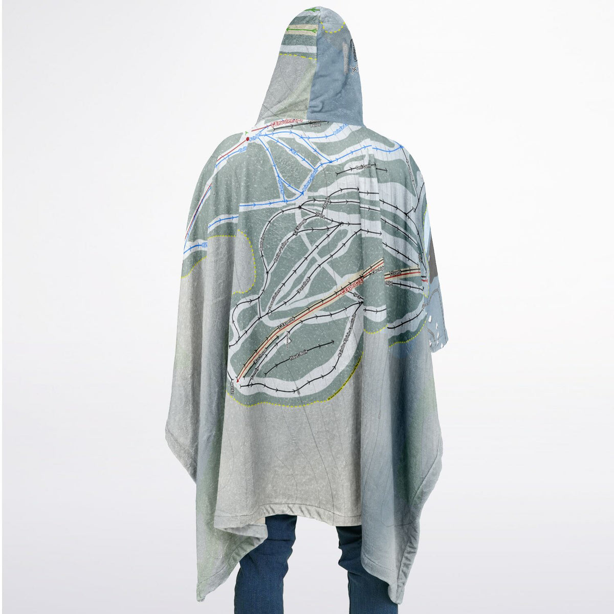 Vallee Du Parc, Quebec Ski Resort Map Flannel Blanket Poncho