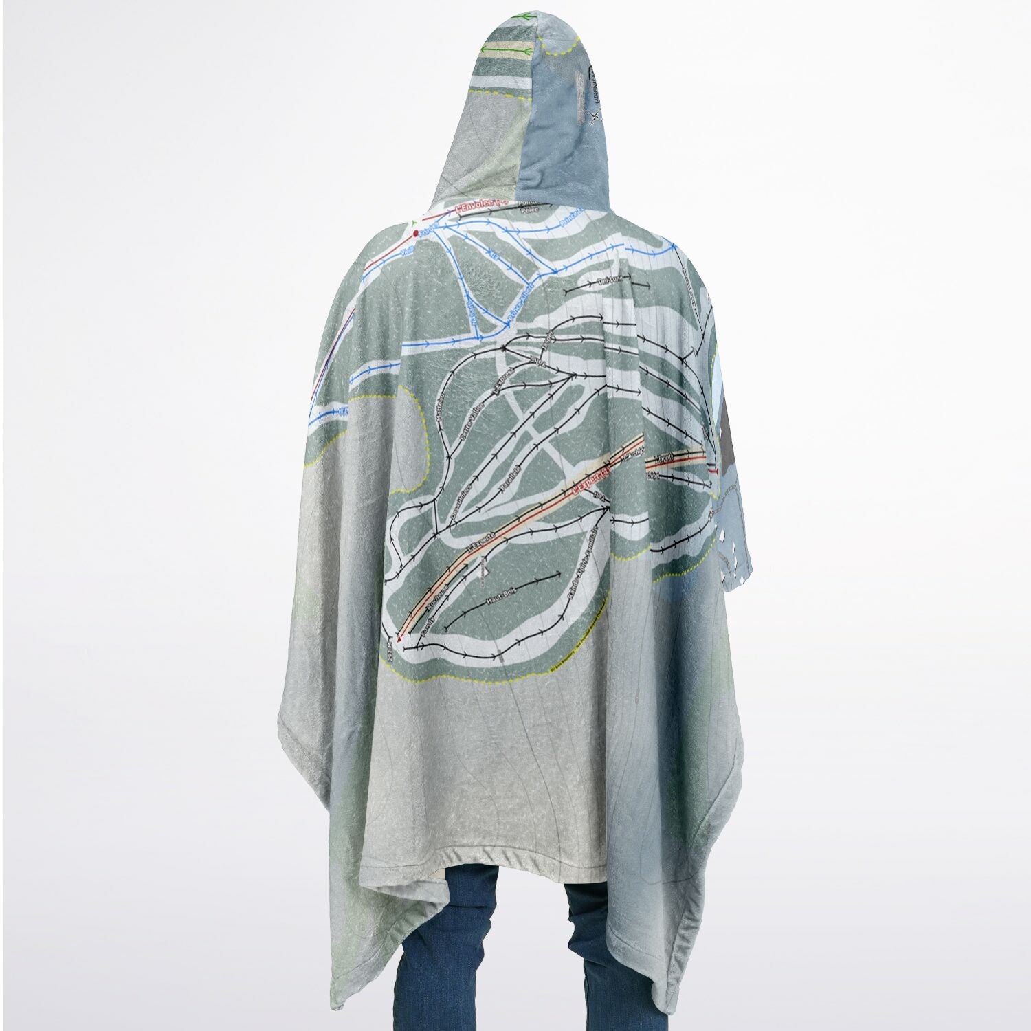 Vallee Du Parc, Quebec Ski Resort Map Flannel Blanket Poncho