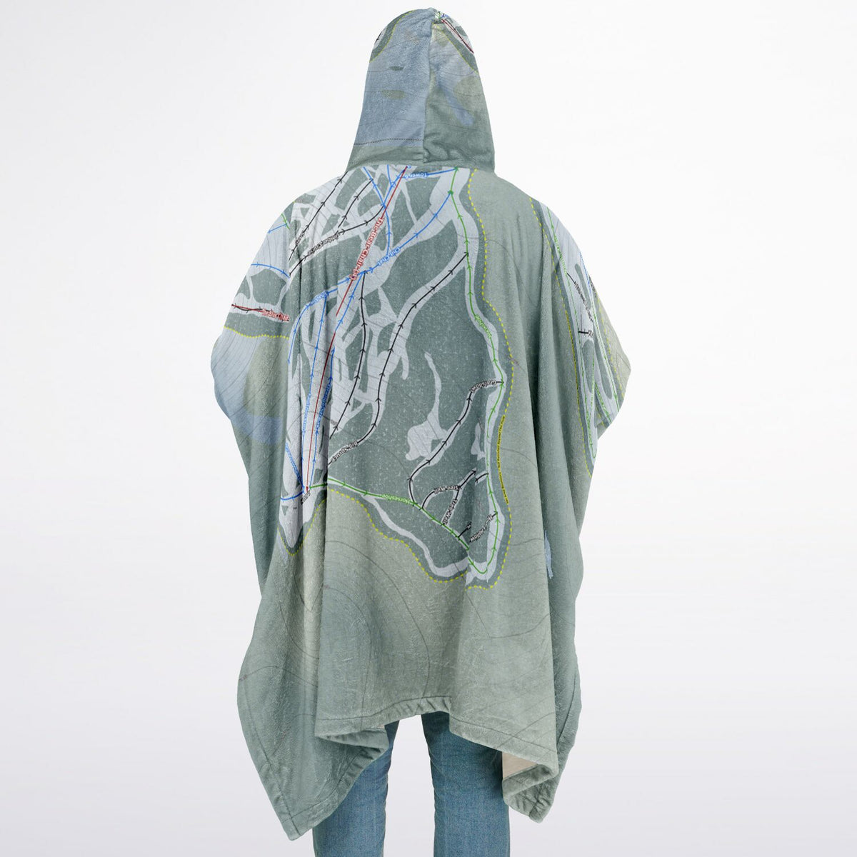 Manning Park, British Columbia Ski Resort Map Flannel Blanket Poncho