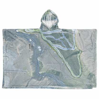 Swain, New York Ski Resort Map Flannel Blanket Poncho