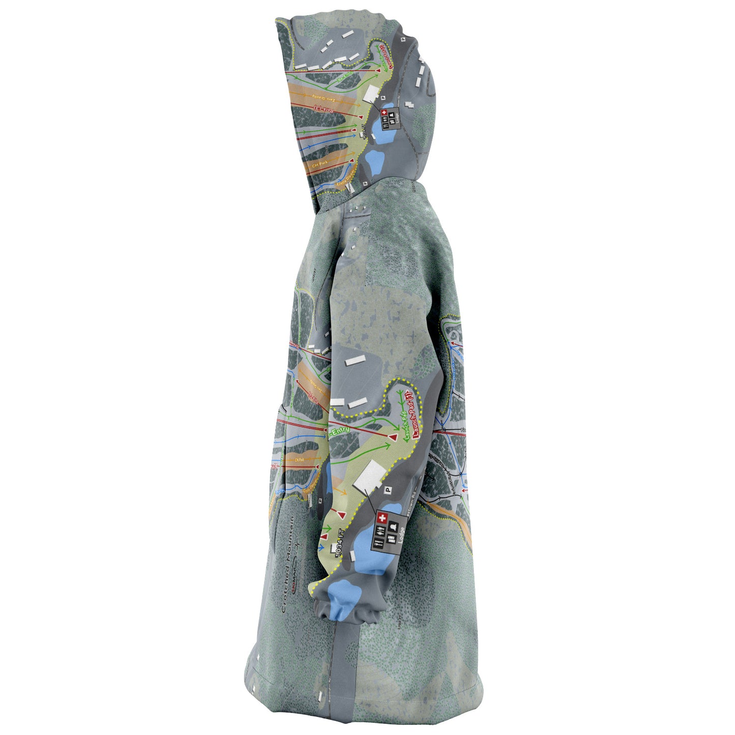 Crotched Mountain, New Hampshire Ski Trail Map - Snug Hoodie - Powderaddicts