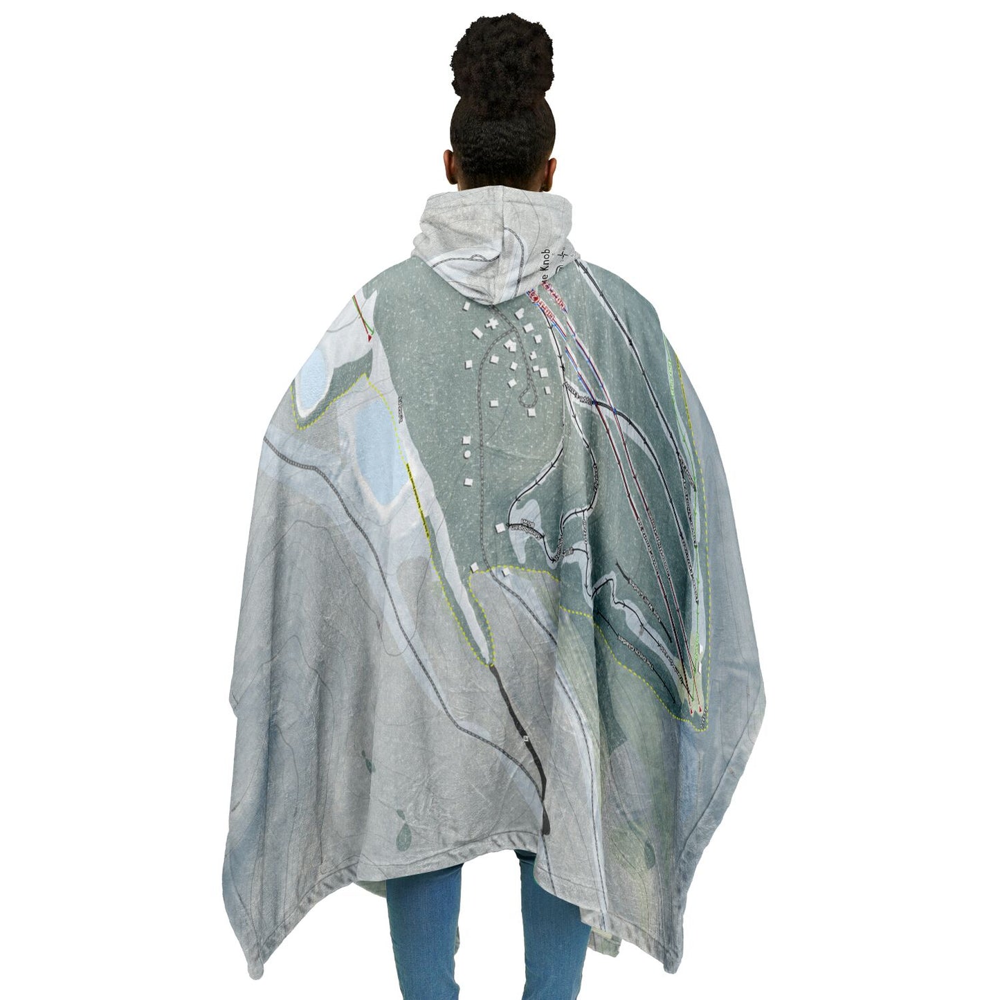 Blue Knob, Pennsylvania Ski Resort Map Flannel Blanket Poncho