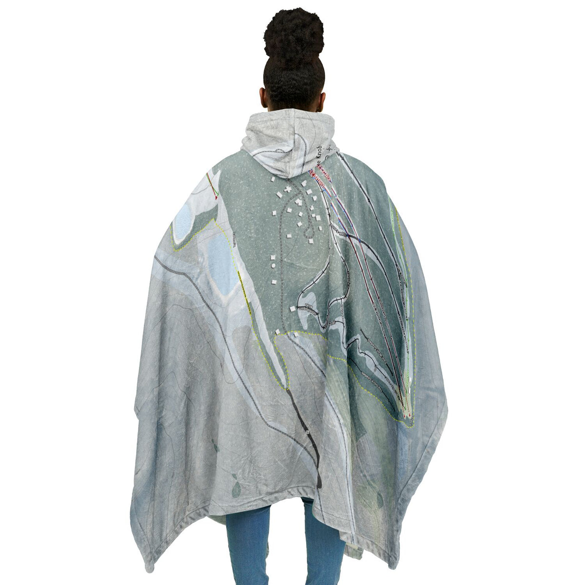 Blue Knob, Pennsylvania Ski Resort Map Flannel Blanket Poncho
