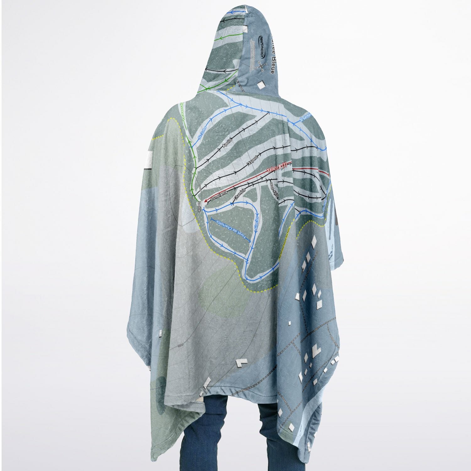 Vallee Bleue, Quebec Ski Resort Map Flannel Blanket Poncho
