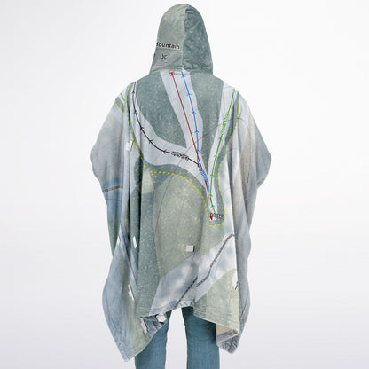 Campton Mountain, New Hampshire Ski Resort Map Flannel Blanket Poncho