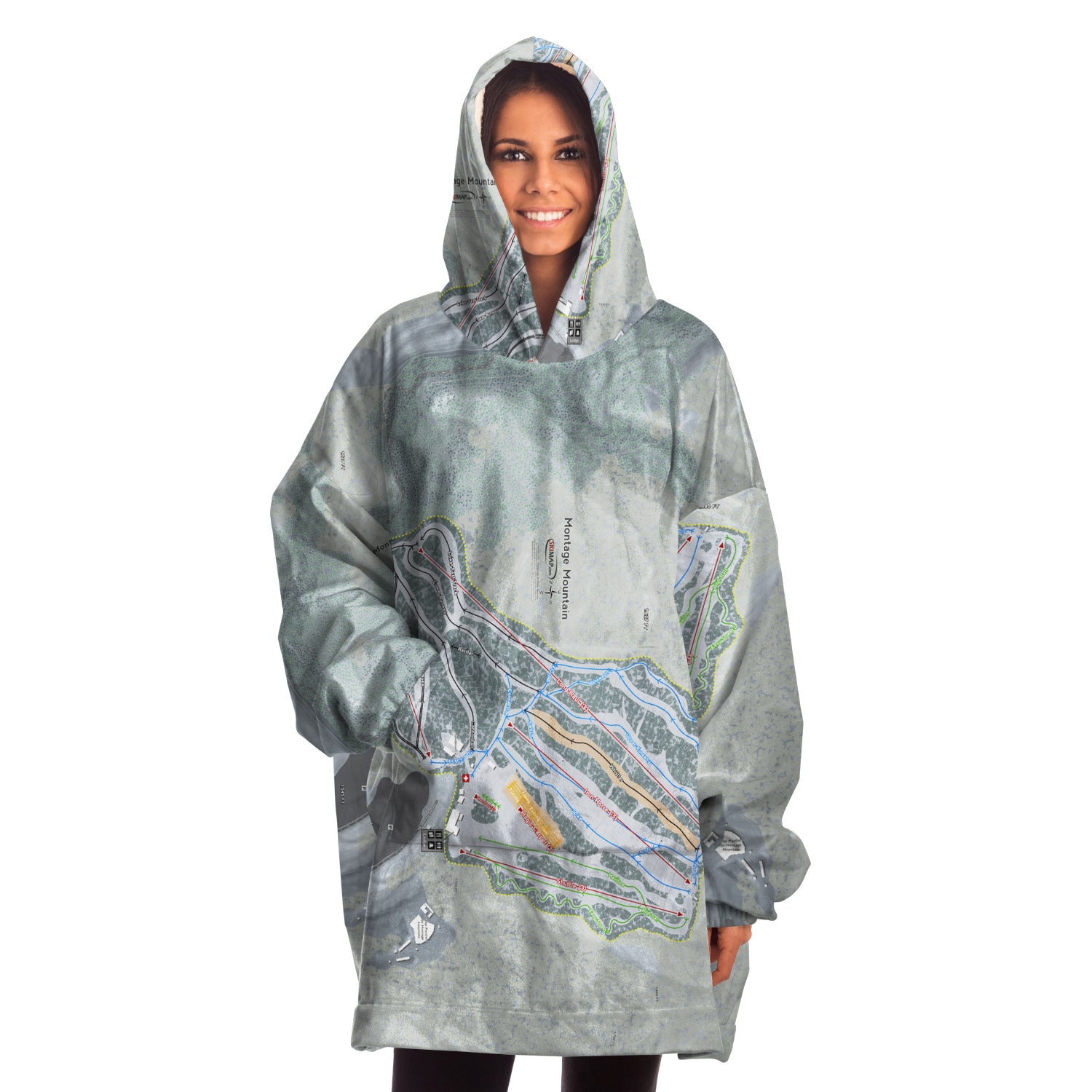 Montage Mountain, Pennsylvania Ski Trail Map Snug Hoodie