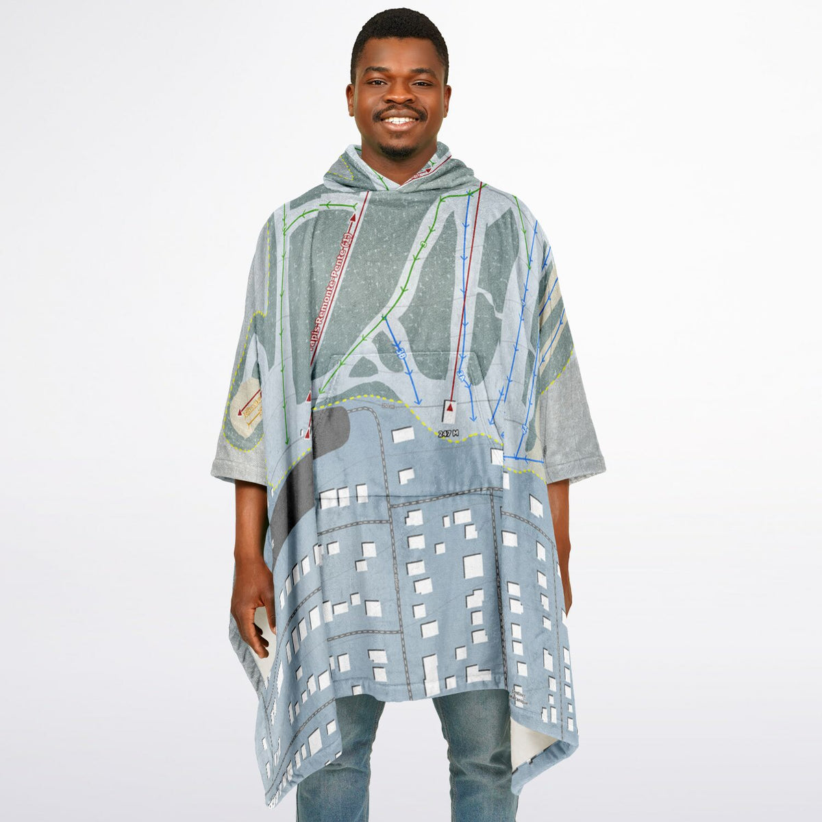 Mont-Bellevue, Quebec Ski Resort Map Flannel Blanket Poncho