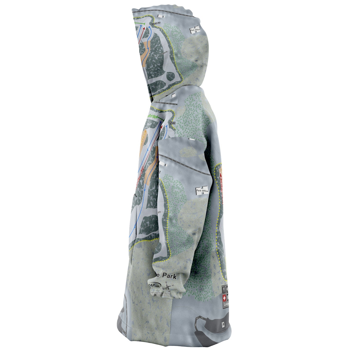 Boyce Park, Pennsylvania Ski Trail Map Snug Hoodie - Powderaddicts
