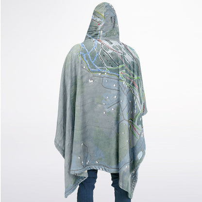 Black Mountain, New Hampshire Ski Resort Map Flannel Blanket Poncho