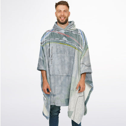 Easton Ski Area, Massachusetts Ski Resort Map Flannel Blanket Poncho