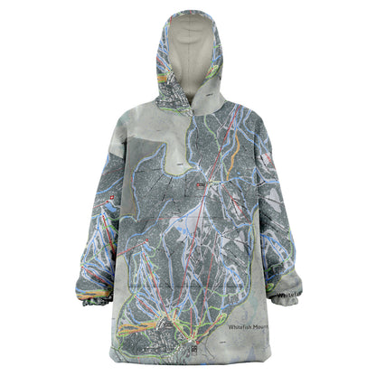 Whitefish Mountain, Montana Ski Trail Map - Snug Hoodie - Powderaddicts