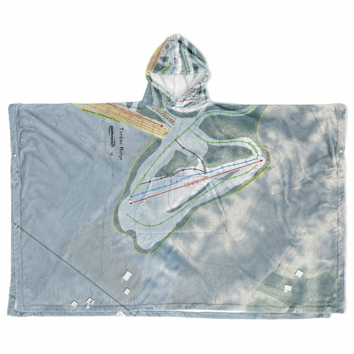 Timber Ridge, Michigan Ski Resort Map Flannel Blanket Poncho