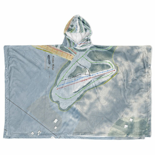 Timber Ridge, Michigan Ski Resort Map Flannel Blanket Poncho
