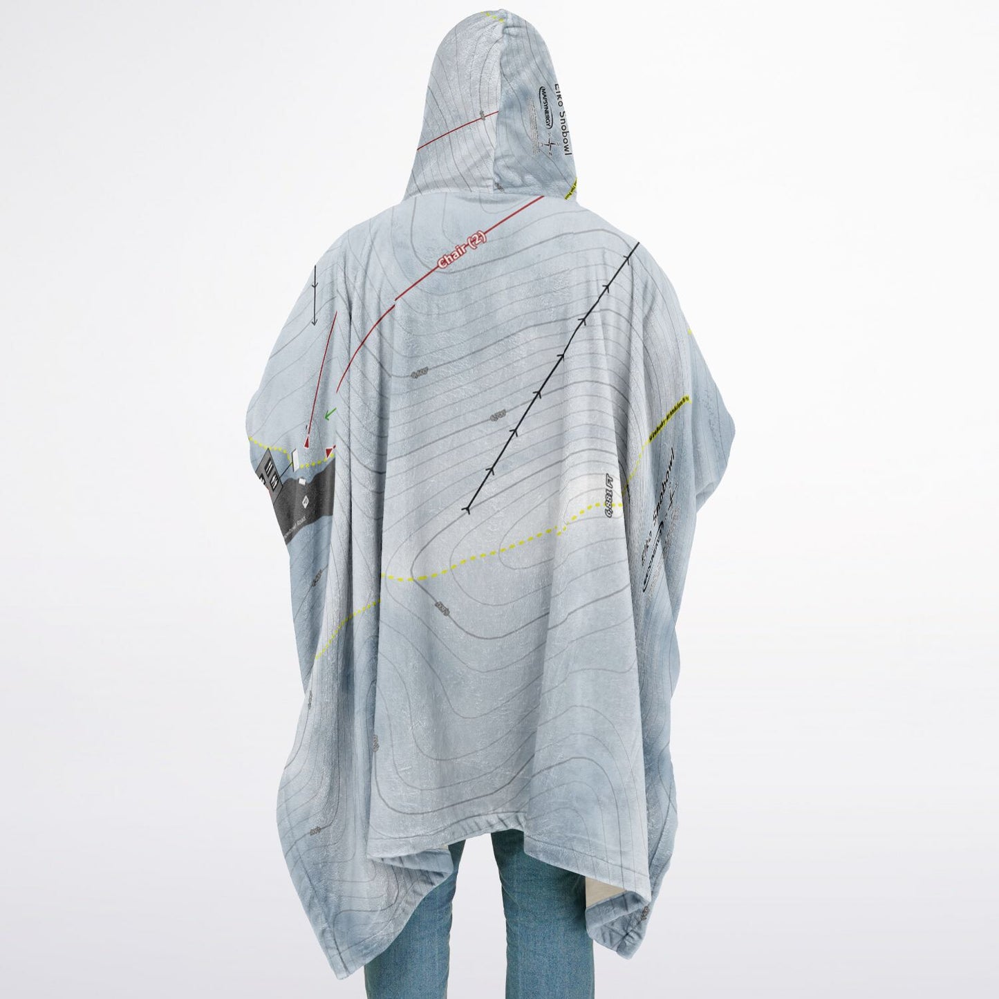 Elko Snobowl, Nevada Ski Resort Map Flannel Blanket Poncho
