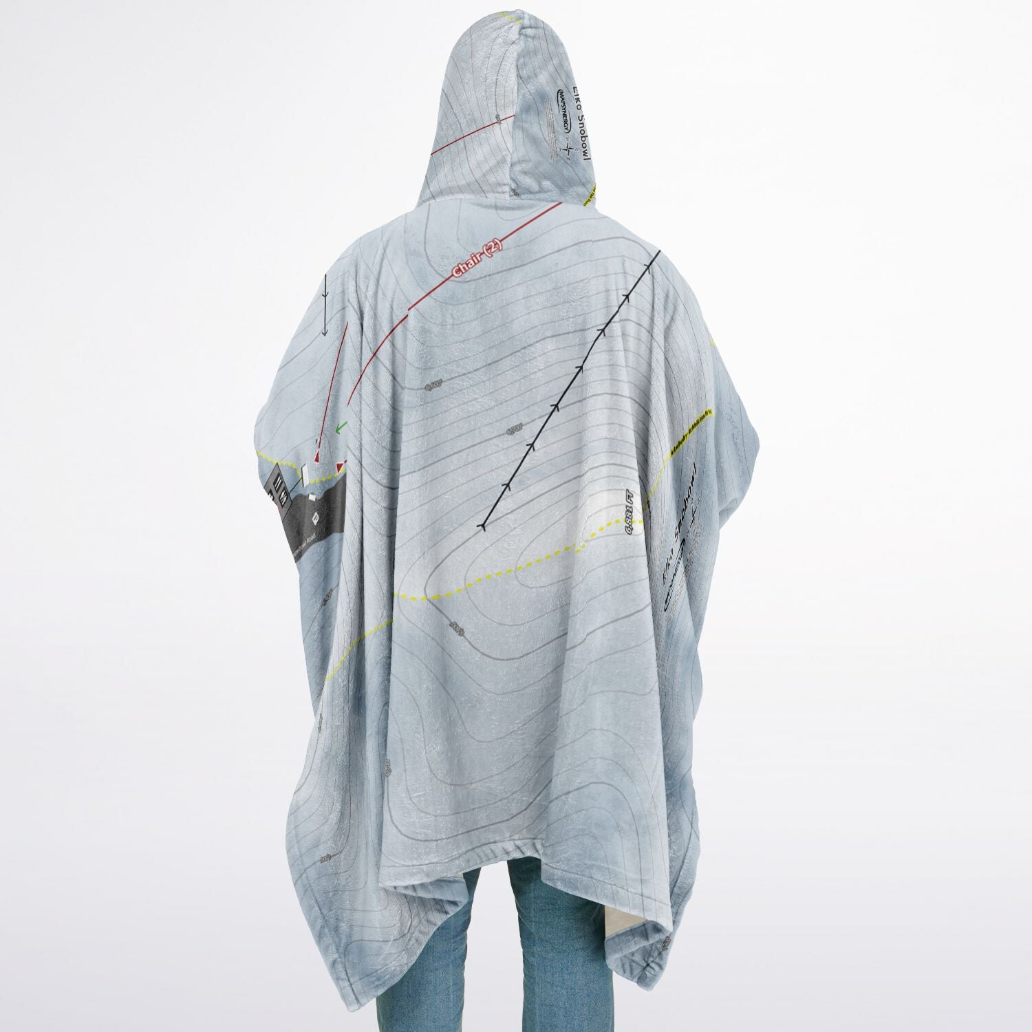 Elko Snobowl, Nevada Ski Resort Map Flannel Blanket Poncho