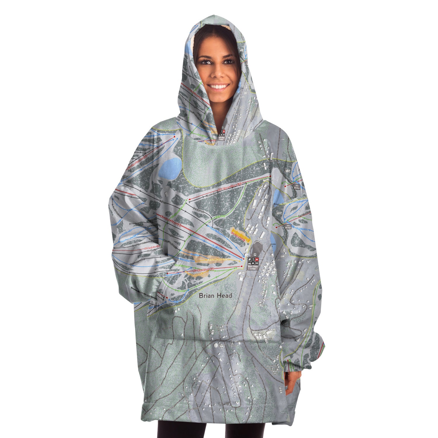 Brian Head, Utah Ski Trail Map - Snug Hoodie