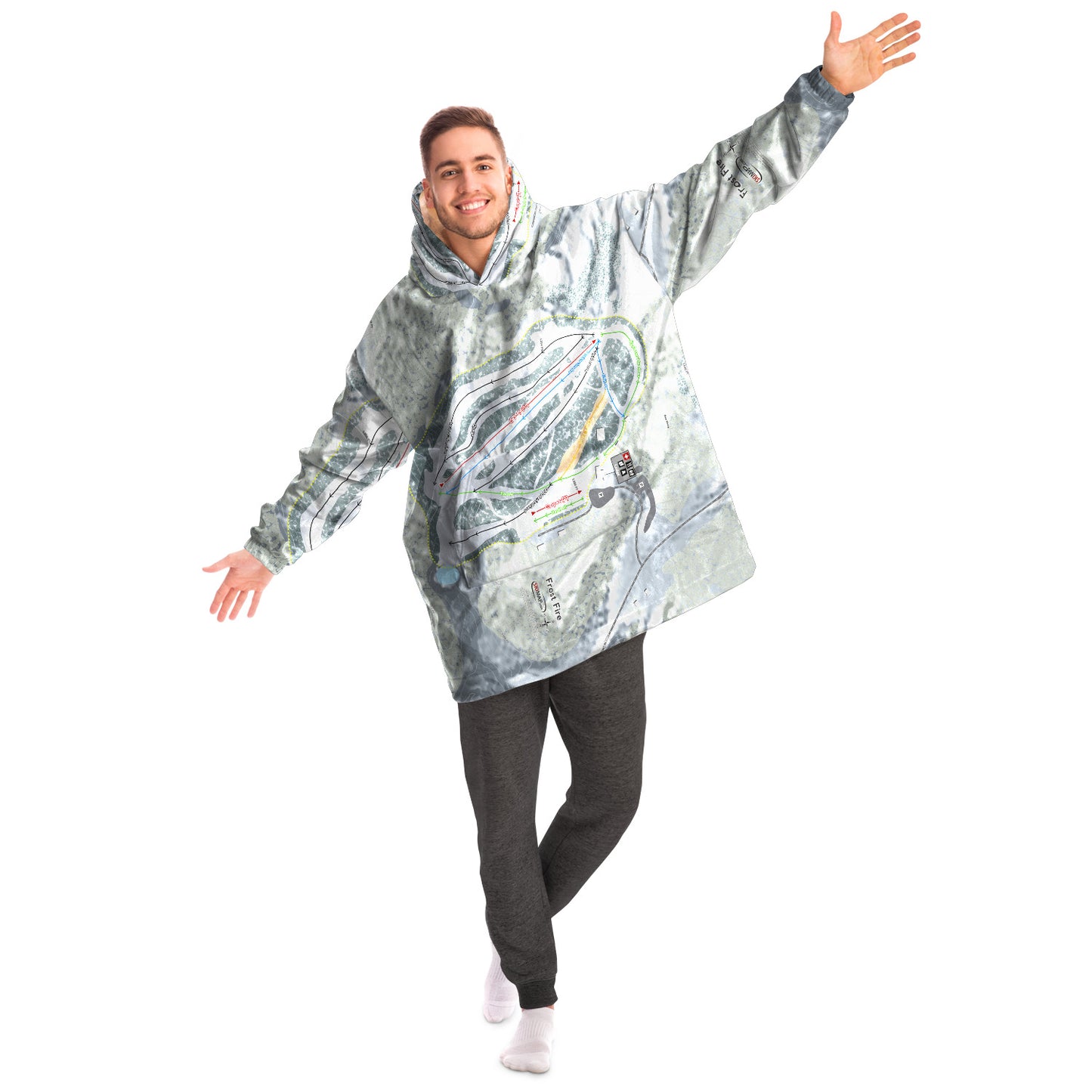 Frost Fire, North Dakota Ski Trail Map Snug Hoodie