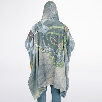 Catamount, New York Ski Resort Map Flannel Blanket Poncho