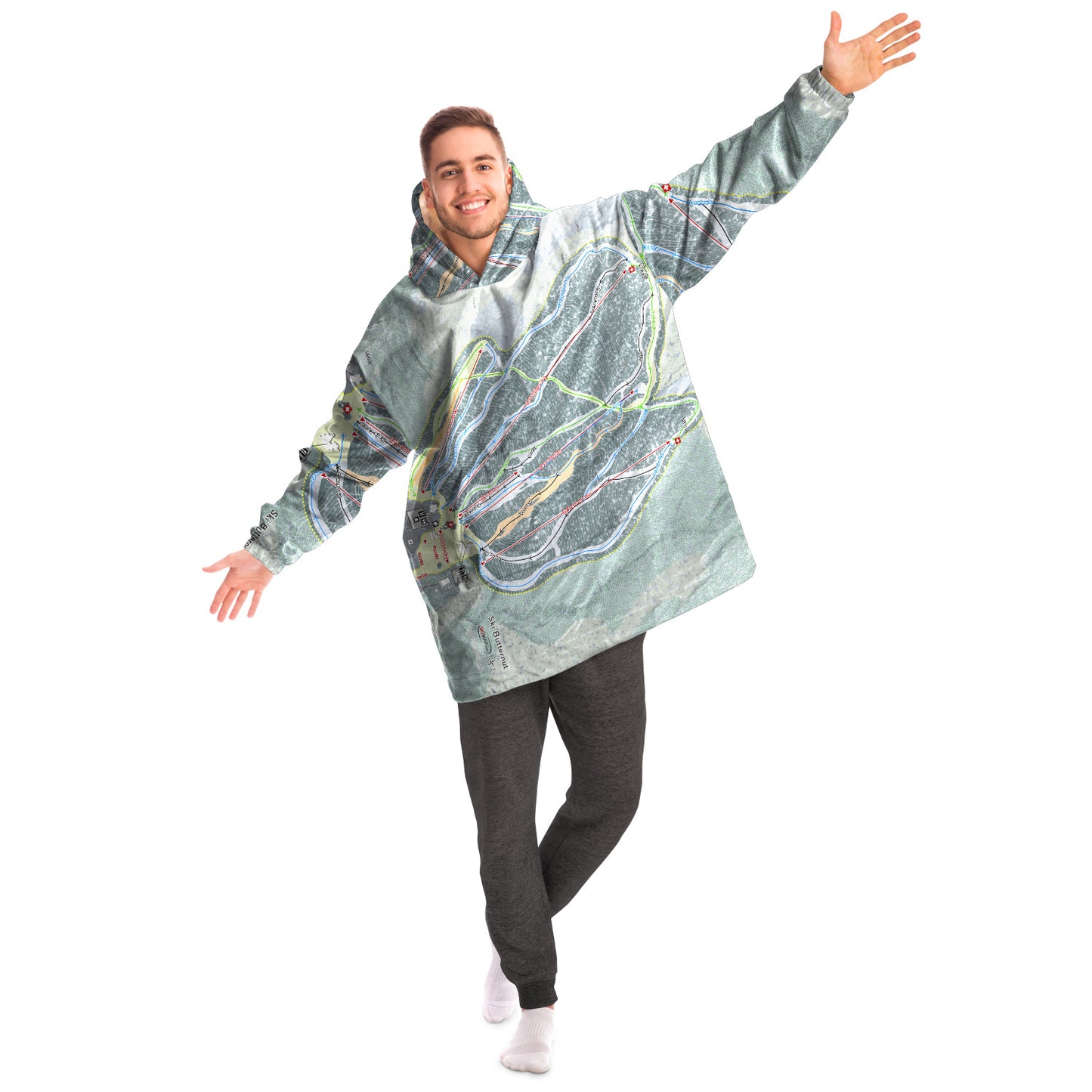 Ski Butternut, Massachusetts Ski Trail Map Snug Hoodie