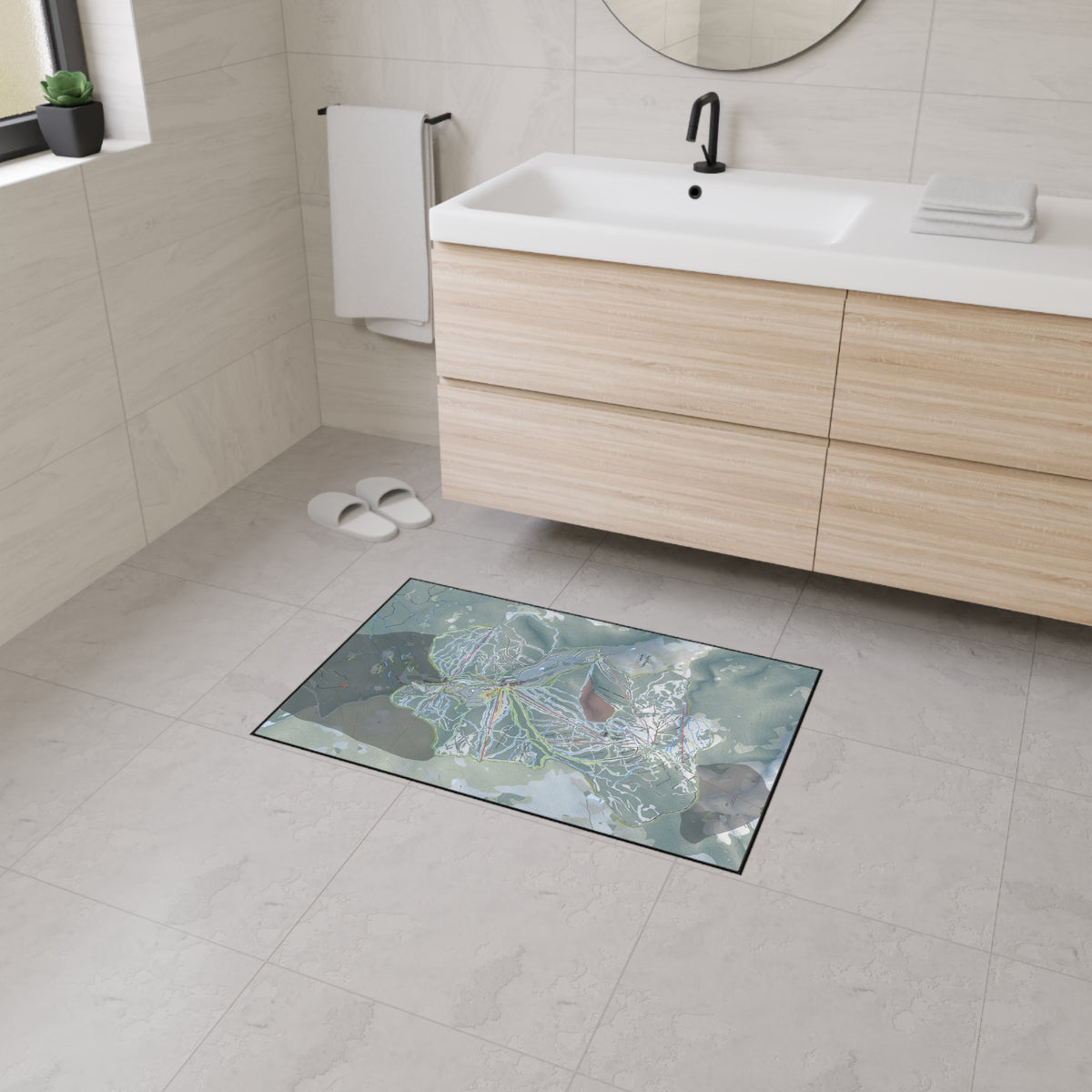 Sun Peaks, British Columbia Ski Resort Map Heavy Duty Floor Mat