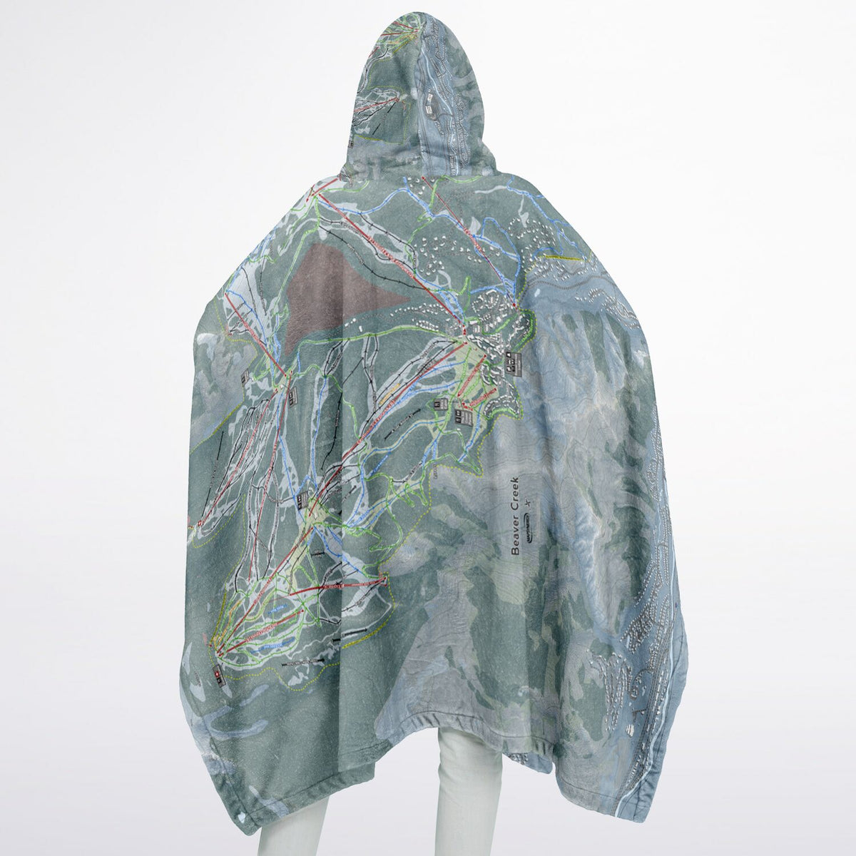 Beaver Creek, Colorado Ski Resort Map Flannel Blanket Poncho