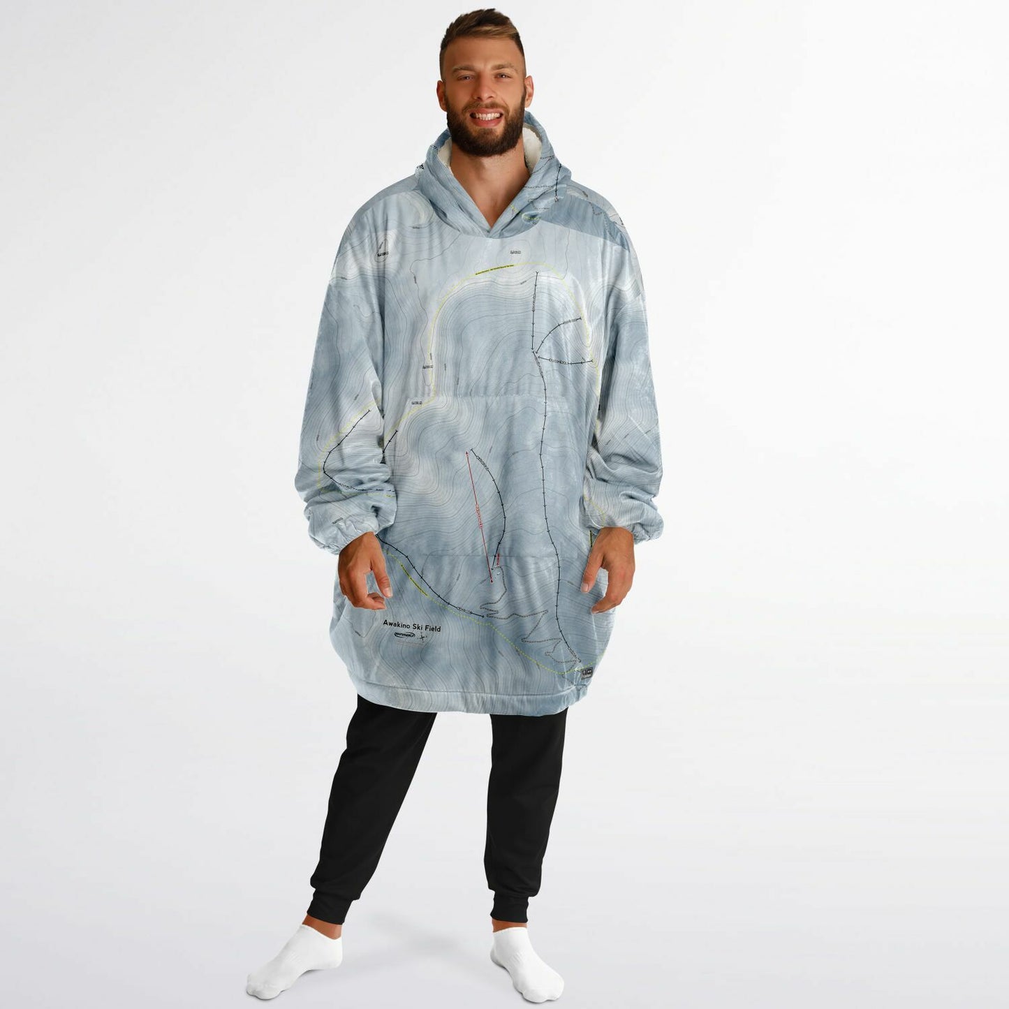 Awakino Ski Field, New Zealand Ski Trail Map - Snug Hoodie - Powderaddicts