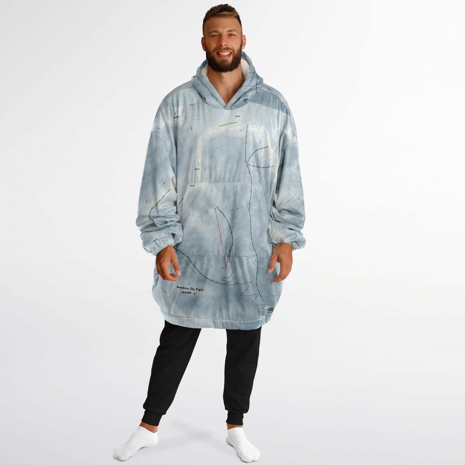 Awakino Ski Field, New Zealand Ski Trail Map - Snug Hoodie - Powderaddicts