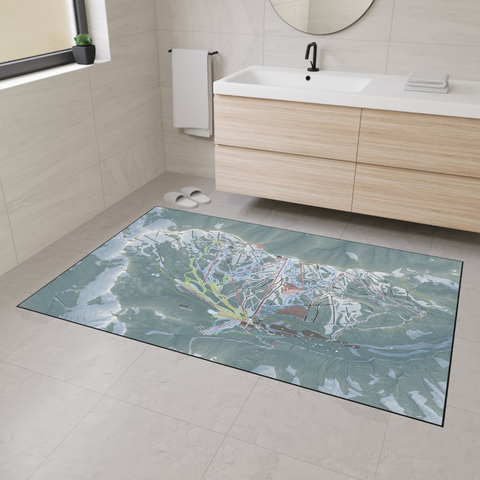 Crystal Mountain, Washington Ski Resort Map Heavy Duty Floor Mat