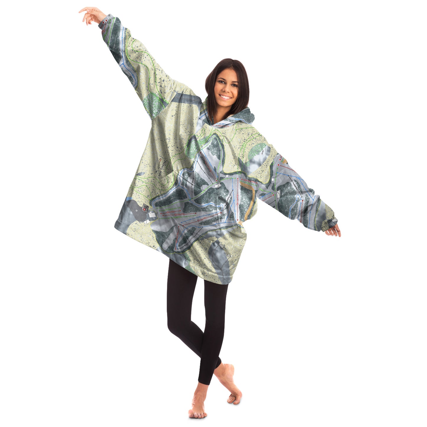 Hickory Hills, Michigan Ski Trail Map Snug Hoodie - Powderaddicts