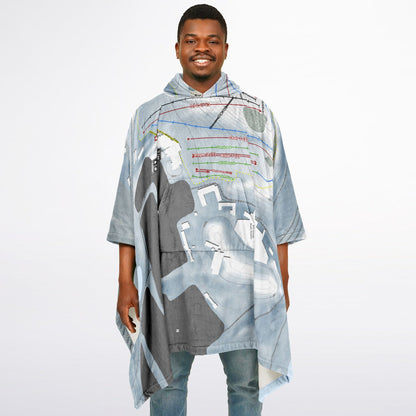 Pine Knob, Michigan Ski Resort Map Flannel Blanket Poncho